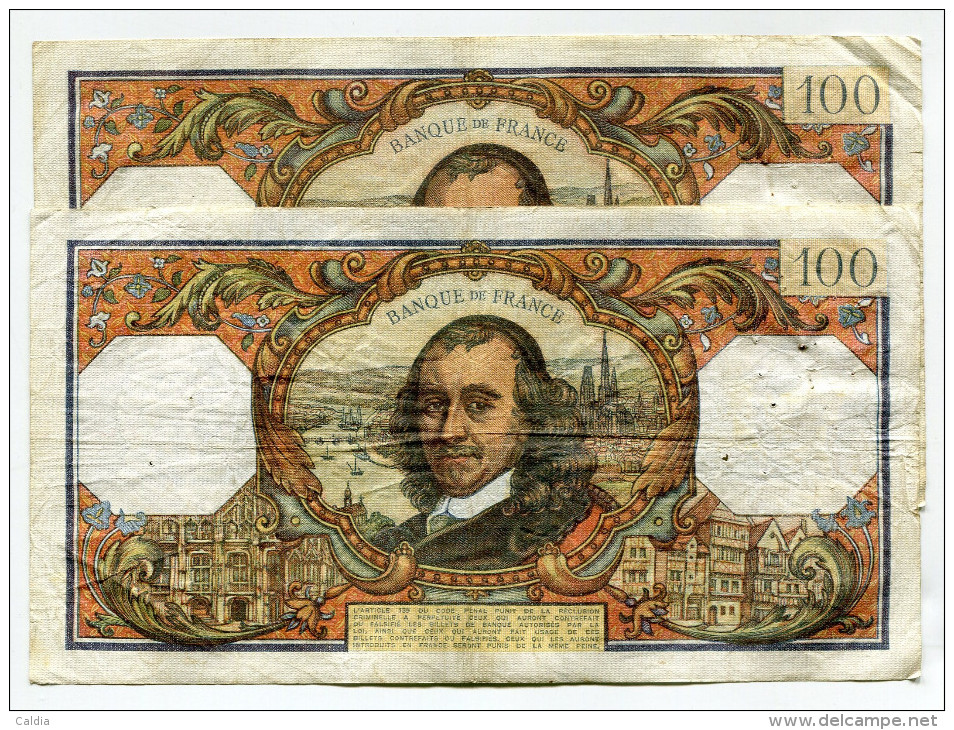 P France 100 Francs "" CORNEILLE "" 1971 - 2 Billets - 100 F 1964-1979 ''Corneille''