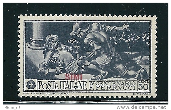 Italian Colonies 1930 Greece Aegean Islands Egeo Simi Ferrucci Issue 50c Mint No Gum Y0302 - Aegean (Simi)