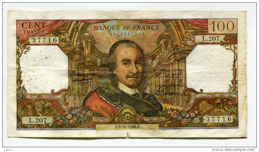 P France 100 Francs "" CORNEILLE "" 6 - 10 - 1966 - 100 F 1964-1979 ''Corneille''