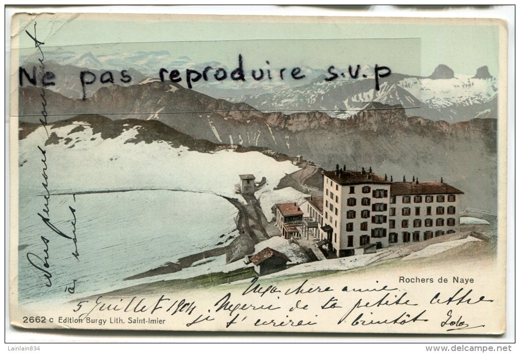 - 2662 - Rochers De Naye, Hôtel, Splendide, écrite En 1904, Précurseur, Cachet, Vue Sur Les Diablerets,   Scans. - Roche