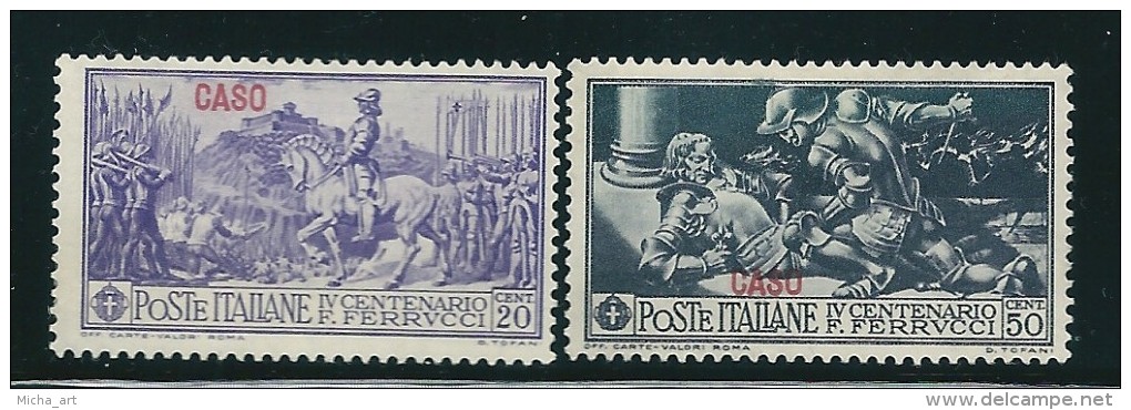 Italian Colonies 1930 Greece Aegean Islands Egeo Caso Casos Ferrucci Issue 20c And 50c Mint No Gum Y0304 - Egeo (Caso)