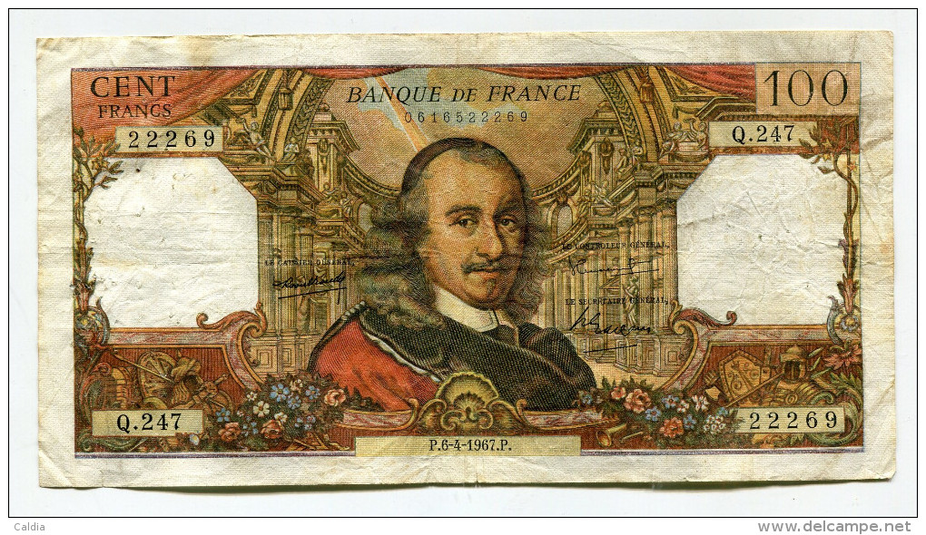 P France 100 Francs "" CORNEILLE "" 6 - 4 - 1967 - 100 F 1964-1979 ''Corneille''