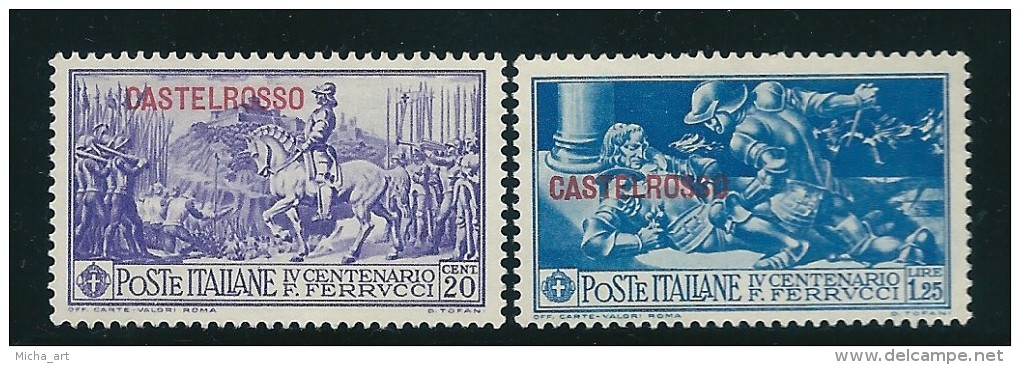 Italian Colonies 1930 Greece Aegean Islands Egeo Castelrosso Ferrucci Issue 20c And 1.25L Mint No Gum Y0305 - Castelrosso