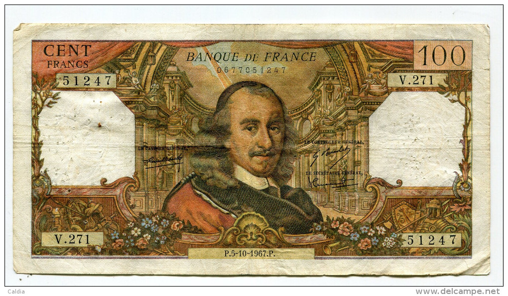 P France 100 Francs "" CORNEILLE "" 5 - 10 - 1967 # 1 - 100 F 1964-1979 ''Corneille''