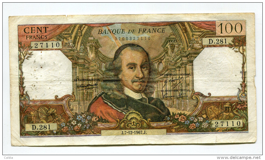 P France 100 Francs "" CORNEILLE "" 7 - 12 - 1967 # 3 - 100 F 1964-1979 ''Corneille''