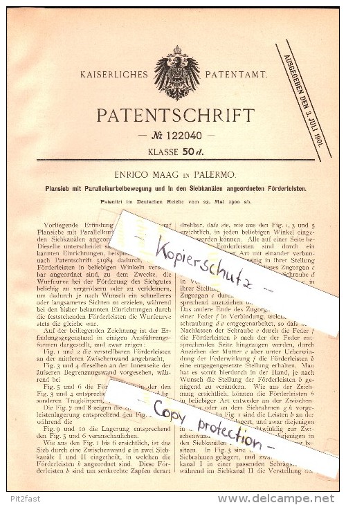 Original Patent - Enrico Maag In Palermo , Sicilia , 1900 , Schermo Con Movimento A Manovella !!! - Palermo