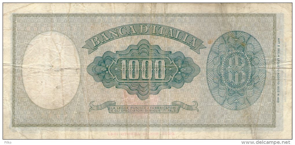 Italy,1000 Lire ,25.9.1961,P.88d,Sign:Carli/Ripa,see Scan - 1000 Liras