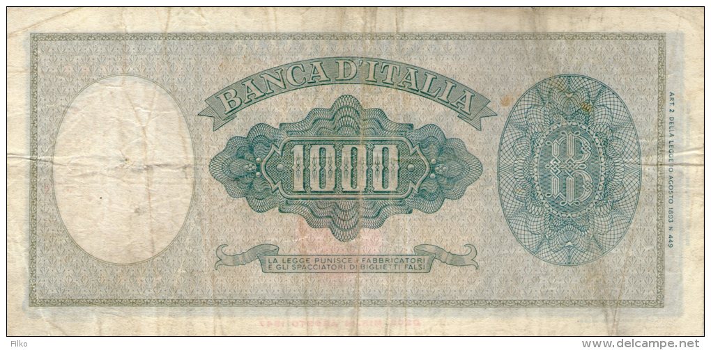 Italy,1000 Lire ,25.9.1961,P.88d,Sign:Carli/Ripa,see Scan - 1000 Lire