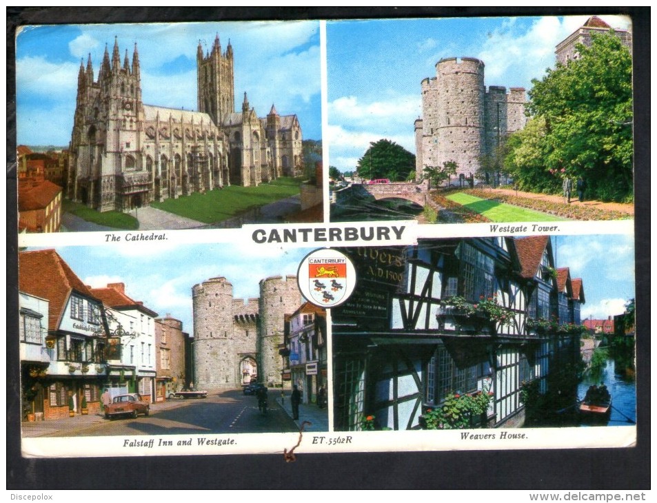 J1070 UK Kent Canterbury - Multiviews, Multipla, Multivues - Cathedral, Falstaff Inn Adn Westgate - Auto Car Voitures - Canterbury