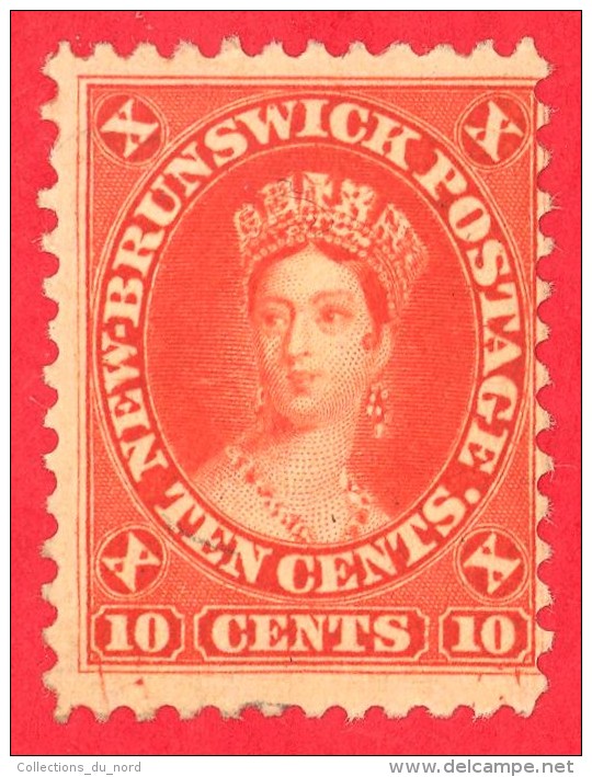 Canada New Brunswick # 9 - 10 Cents - Mint - Dated  1860 - Queen Victoria /  Nouveau Brunswick - Unused Stamps