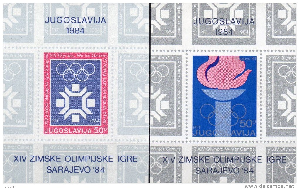 Winter-Olympiade Sarajevo 1984 Feuer Jugoslawien Block 22+24 ** 3€ Ringe Bloque Hoja Bloc Ms Olympic Sheet Bf Yugoslavia - Winter 1984: Sarajevo