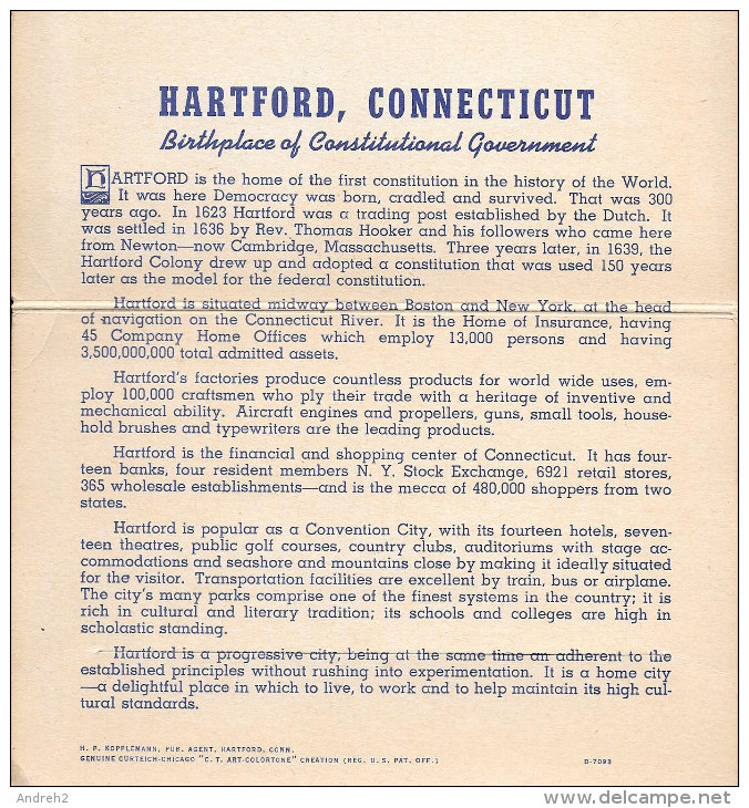 HARTFORD - CONNECTICUT - SOUVENIR FOLDER OF HARTFORD - CARNET SOUVENIR - 18 PHOTOS - Hartford