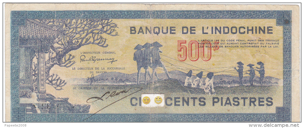 Banque De L'Indochine - 500 Piastres - 1944 - Indochina