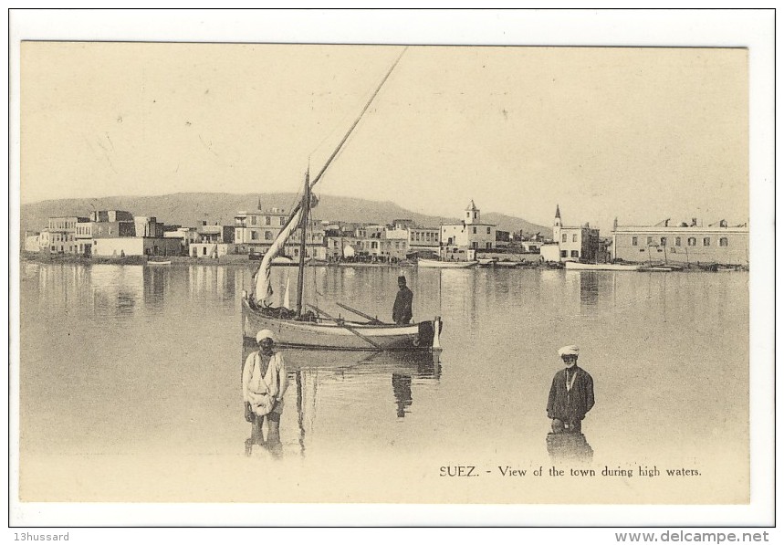 Carte Postale Ancienne Egypte - Suez. View Of The Town During High Water - Suez