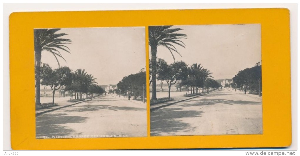 Photographie XIXème Vue Stéréoscopique Nice Promenade Des Anglais - Stereoscopic