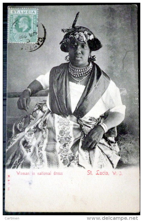 SAINTE  LUCIE SANTA LUCIA  WOMAN IN NATIONAL DRESS  UNITED STATES  U S A  ETHNOLOGIE - Santa Lucia