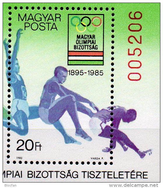 Spezial-Block Olympia 1985 Ungarn Block 175 I ** 220€ Rote No. Weitsprung NOK Bloque Hb Bloc Sport Sheet M/s Bf Hungaria - Commemorative Sheets