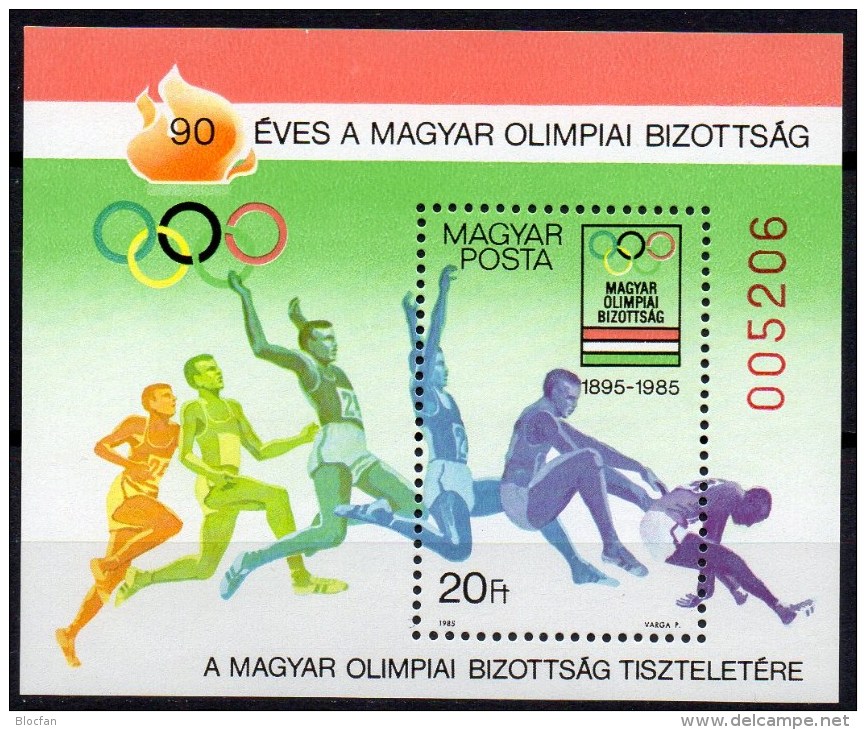Spezial-Block Olympia 1985 Ungarn Block 175 I ** 220€ Rote No. Weitsprung NOK Bloque Hb Bloc Sport Sheet M/s Bf Hungaria - Commemorative Sheets