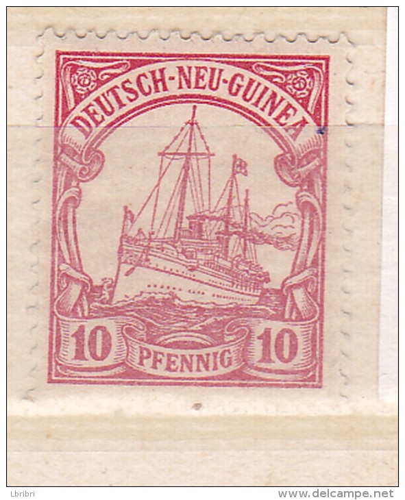 ALLEMAGNE N° 6 COLONIE NOUVELLE GUINÉE  TIMBRE D'ALLEMAGNE DE 1889 SURCHARGE DENT COURTE + PELURE - Duits-Nieuw-Guinea