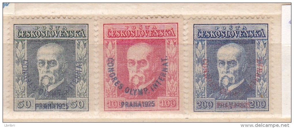 TCHECOSLOVAQUIE N° 203/205 COMMÉMORATION DE LA RÉUNION  A PRAGUE DU CONGRES OLYMPIQUES INTERNANTIONAL NEUF CHARNIERE - Unused Stamps