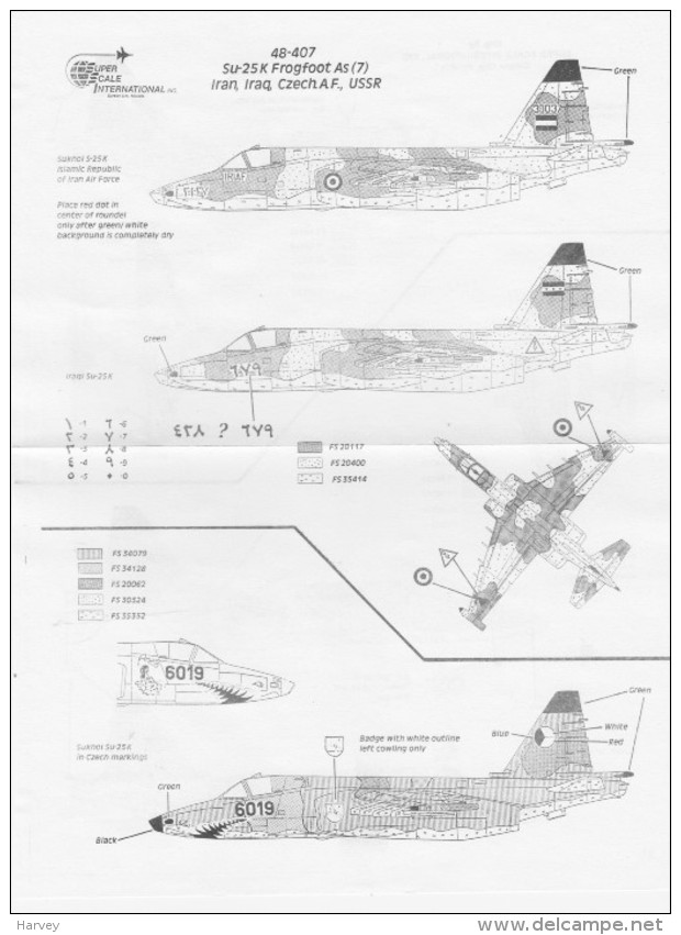 MicroScale Decals 48-407 1/48e Sukoï 25 Frogfoot - Décals