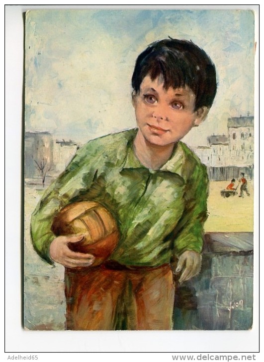 014I/ Illustration Drawing Tekening Classic Klassiek Jongen Garçon Boy Football Voetbal Série Gosses De Partout - Portraits