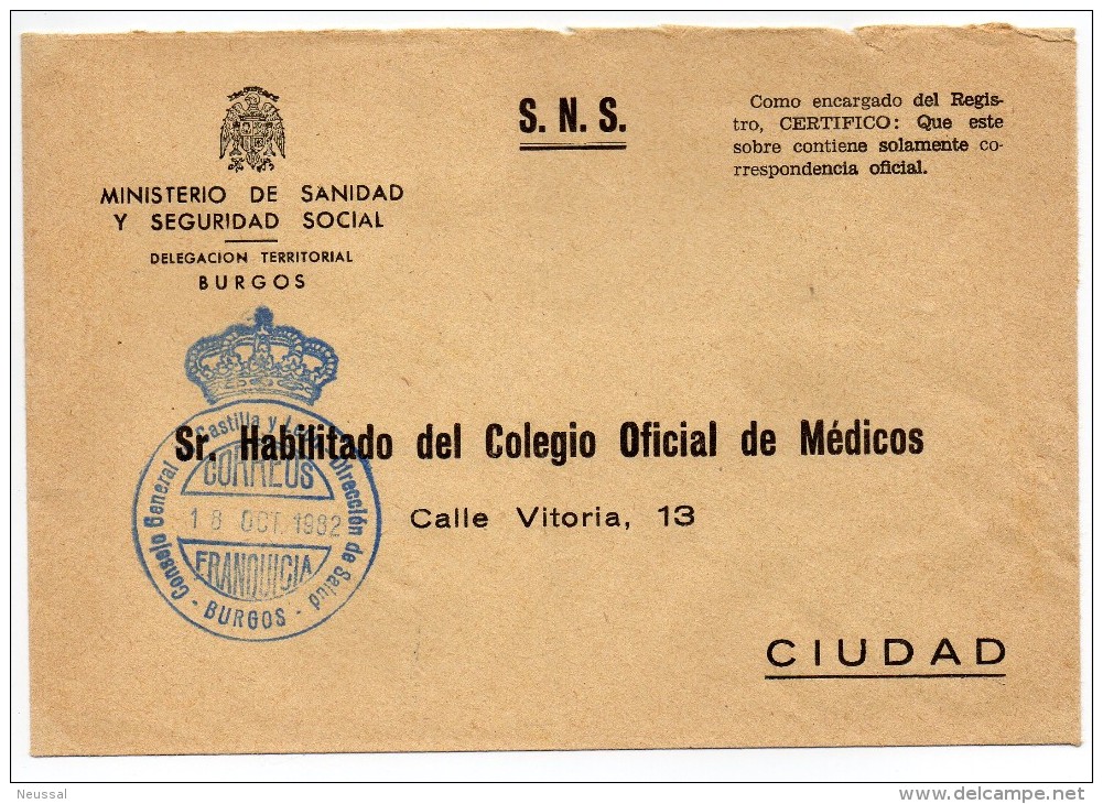 Carta Con Matasello Consejo General De Castilla Y Leon  (burgos) - Franchise Postale