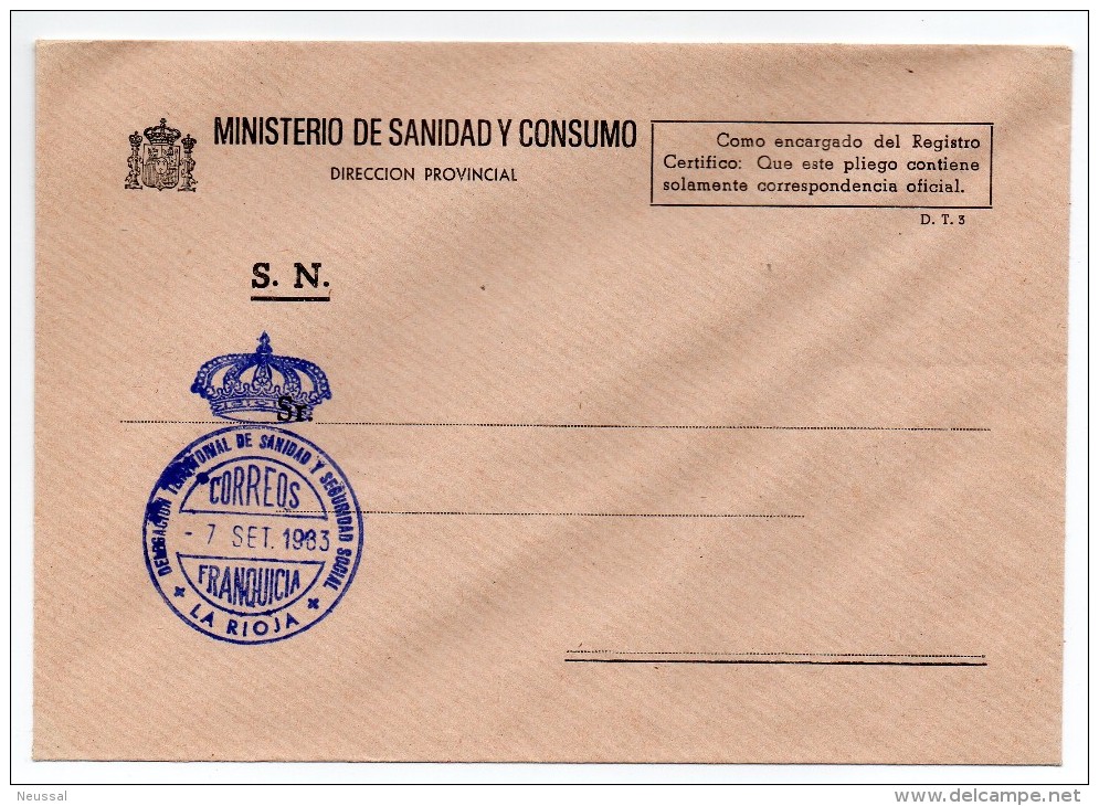 Carta Con Matasello Delegacion Territorial De Sanidad Y Seguridad Social ( La Rioja) - Franchise Postale