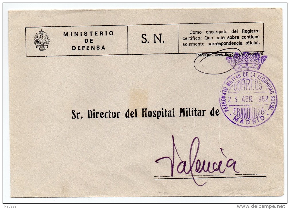 Carta Con Matasello Patronato Militar Del Seguro De Enfermedades (madrid) - Militärpostmarken