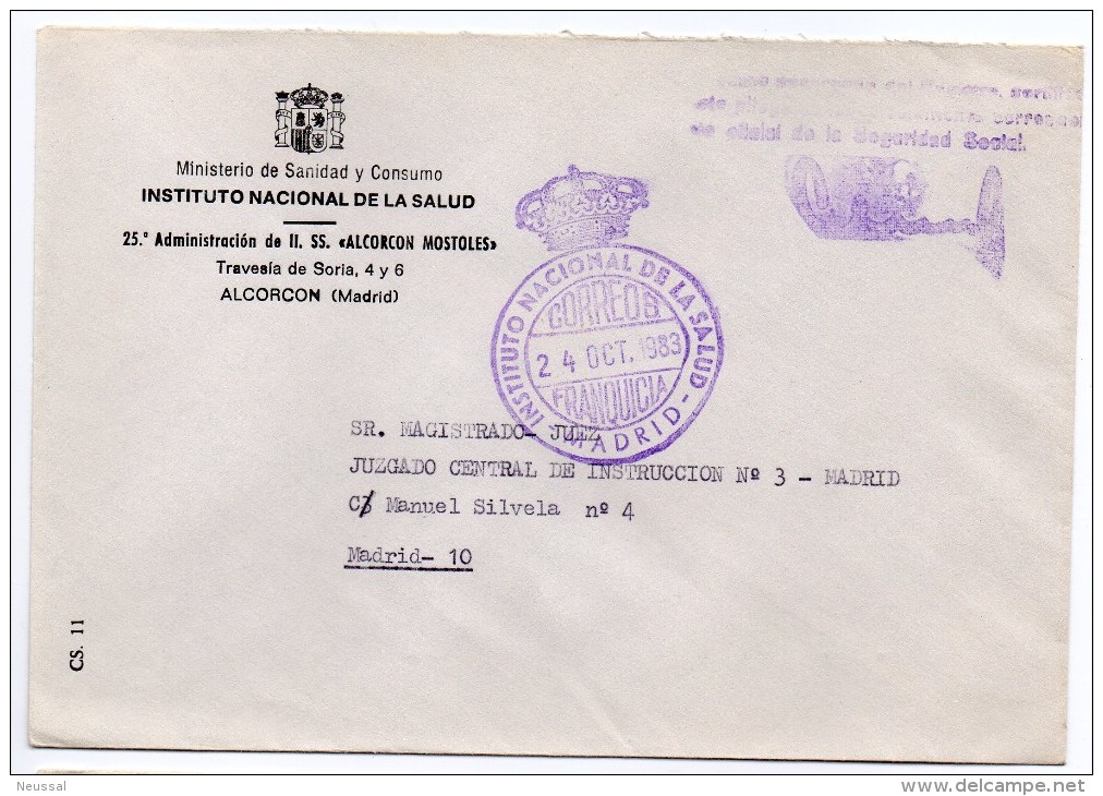 Carta Con Matasello Instuto Nacional De La Salud (madrid) - Postage Free