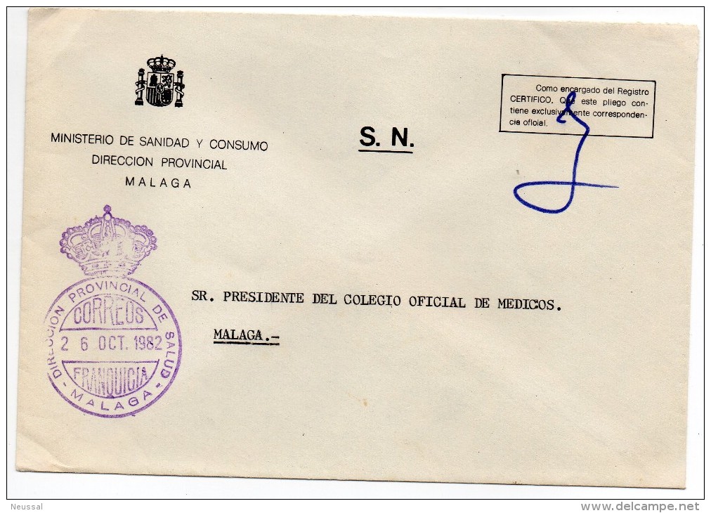 Carta Con Matasello Direccion Provincial De Salud (malaga) - Postage Free