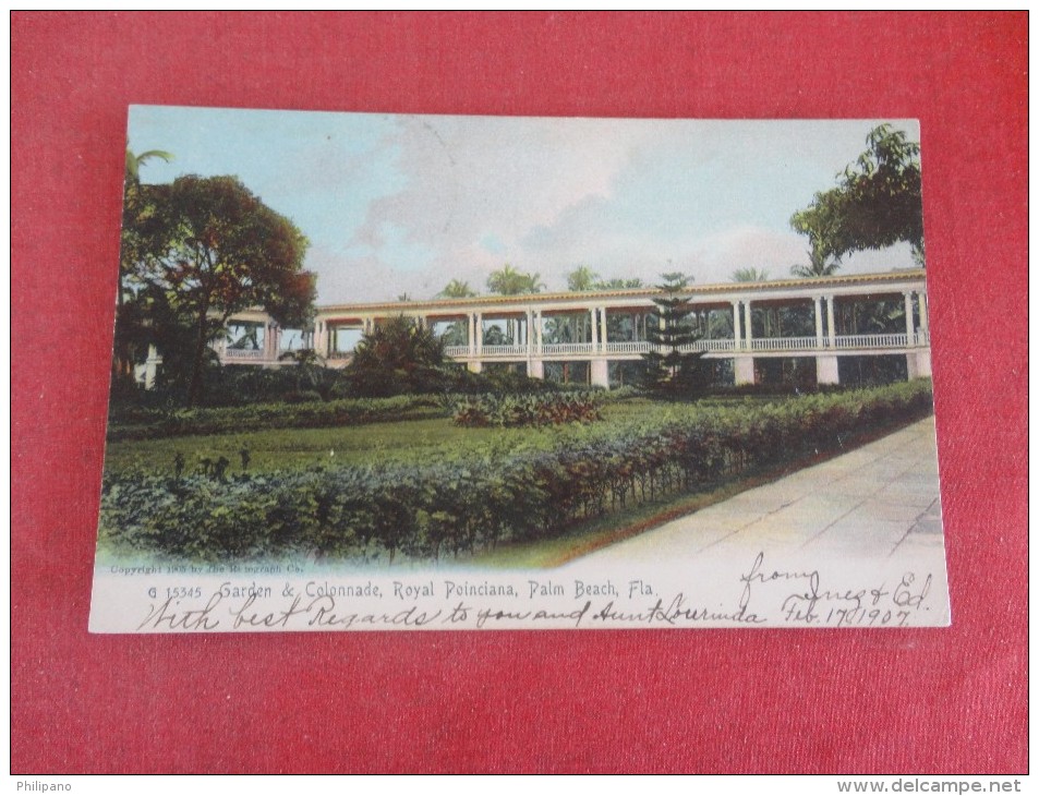 Rotograph---  Florida> Palm Beach Hotel Royal Poiciana   Garden & Colonnade  - Reference 1676 - Palm Beach