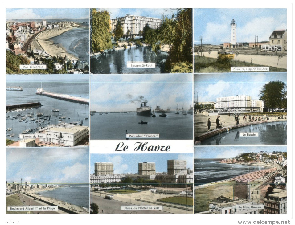 (555 DEL)  France - Le Havre And Paquebot France (milieu De La Carte) - Passagiersschepen
