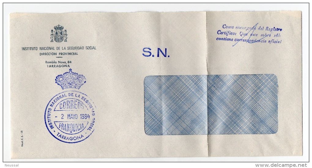 Carta Con Matasellos Instituto Nacional De La Seguridad Social.   (Tarragona) - Postage Free