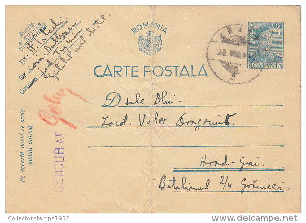 R57884- KING MICHAEL 1ST, POSTCARD STATIONERY, WW2, CENSORED, 1941, ROMANIA - 2. Weltkrieg (Briefe)