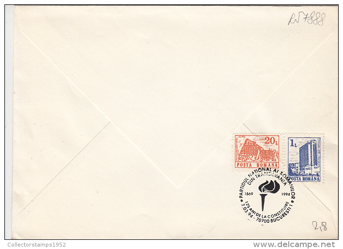 R57888- TRANSYLVANIAN PEOPLES PARTY, SPECIAL COVER, 1994, ROMANIA - Covers & Documents