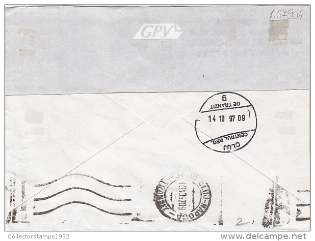 R57904- ORIOLE AND ROSY STARLING BIRD, STAMPS ON COVER, 1997, ROMANIA - Briefe U. Dokumente