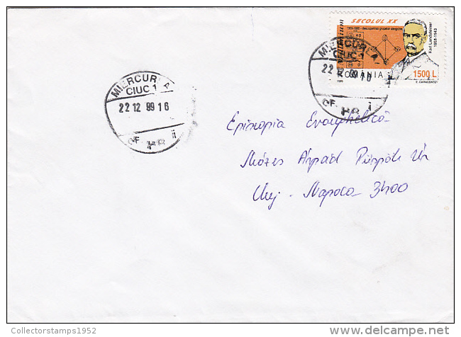 R57925- KARL LANDSTEINER, BLOOD TYPES, STAMPS ON COVER, 1999, ROMANIA - Cartas & Documentos