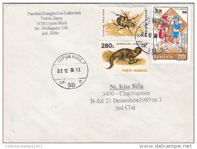 R57927- BEETLE, MONGOOSE, BOXING, , STAMPS ON COVER, 1999, ROMANIA - Lettres & Documents