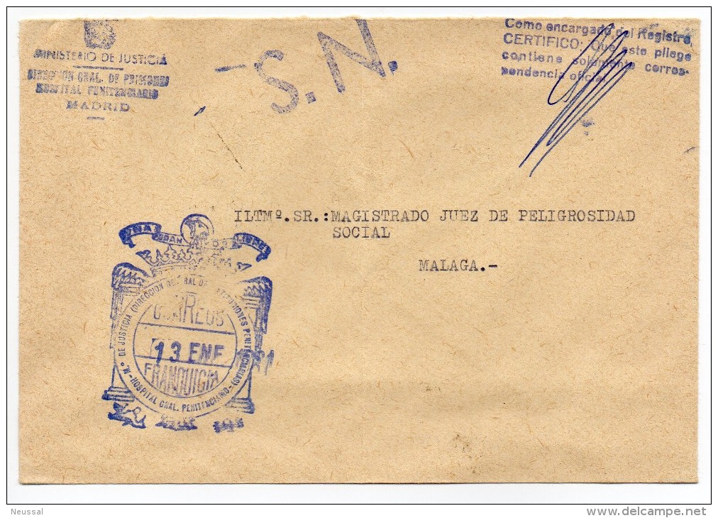 Carta Con Matasello  Hospital De  Penitenciarias. - Postage Free