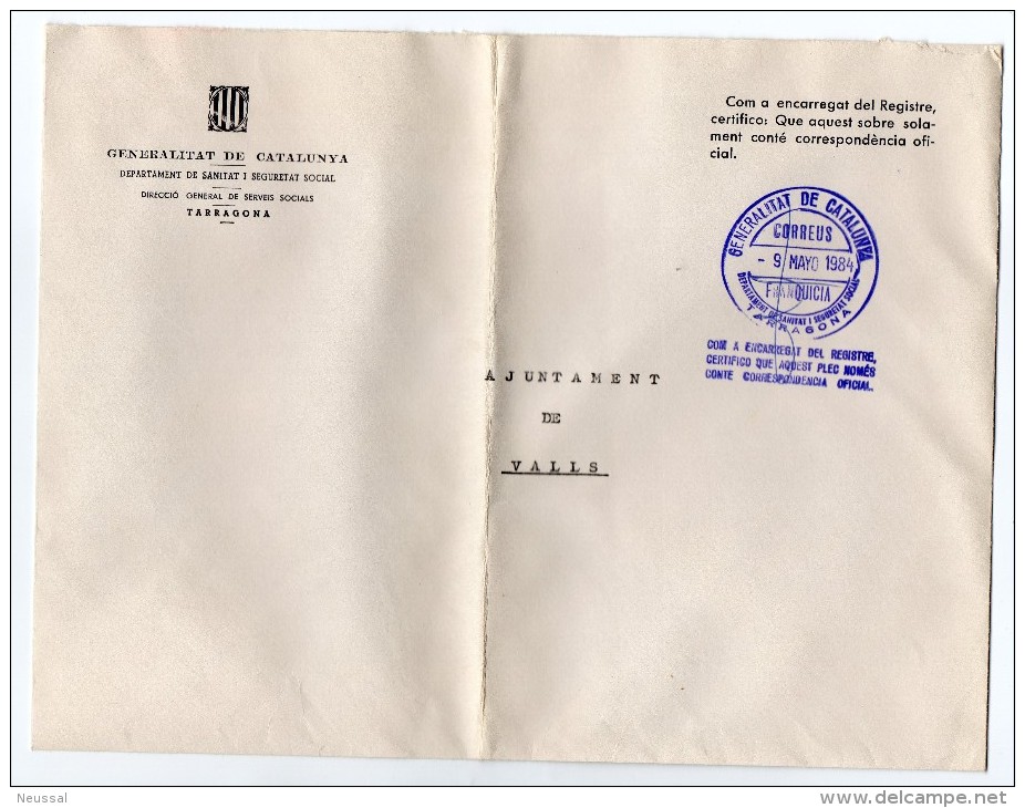Carta Con Matasello  Generalitat Catalunya (tarragona) - Franchise Postale