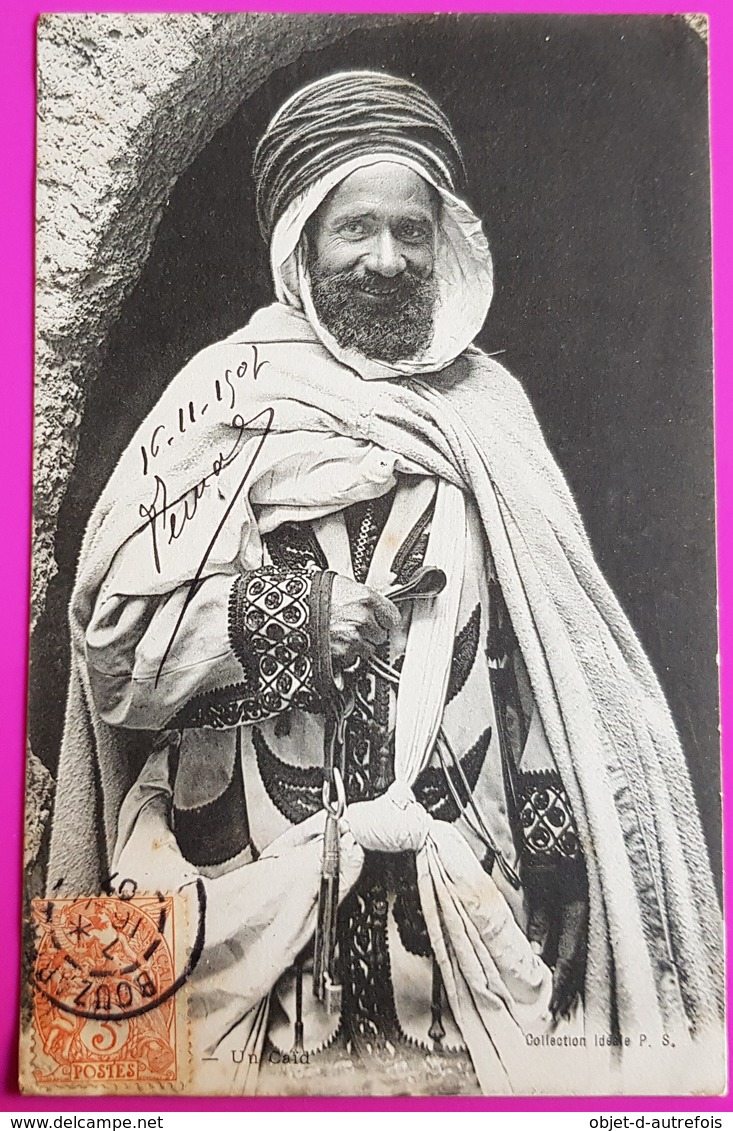 Cpa Algérie Un Caid Fonctionnaire à La Tête D'un Douar Carte Postale 1907 Gros Plan - Professioni