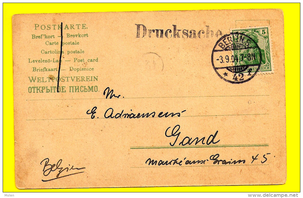 Gelaufen 1904 GRUSS Aus BERLIN * BISMARK DENKMAL * Caesar Schwarzwald & Co S. Ritterstr 69 Litho Lithographie * 3303 - Tiergarten