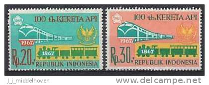 Indonesia Zonnebloem Cat Nr 608/9 Postfris (MNH, Neuf Sans Charniere) Treinen, Trains - Indonésie