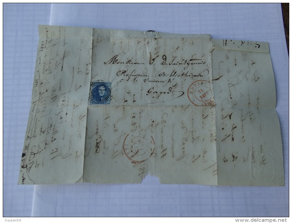 Lettre  De Gand Vers 1857 - 1849-1865 Medaillen (Sonstige)