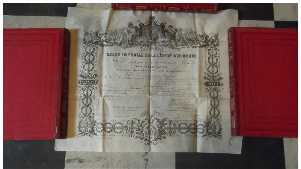 SUPERBE DIPLOME ORDRE IMERIAL DE LA LEGION D HONNEUR 1856 TRES BEL ETAT NAPOLEON III - Avant 1871