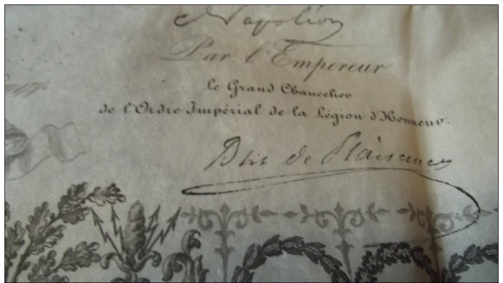 SUPERBE DIPLOME ORDRE IMERIAL DE LA LEGION D HONNEUR 1856 TRES BEL ETAT NAPOLEON III - Avant 1871