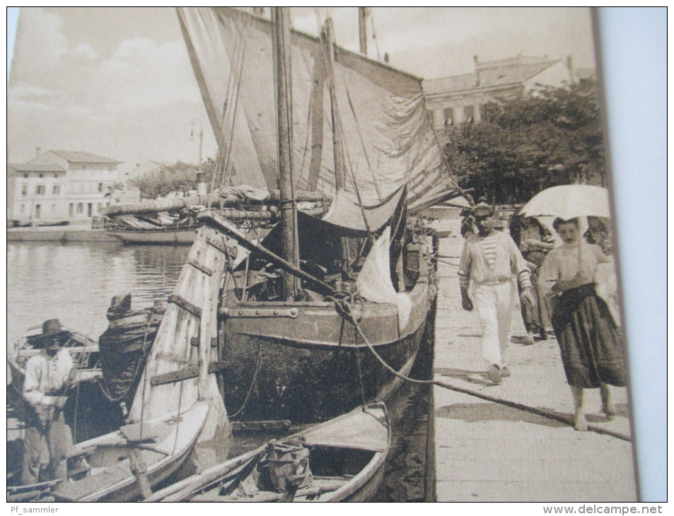 AK 1909 Österreich / Italien Grado. Gradez. Der Hafen, Ji Porto, Luka. Kleines Segelboot. Fischer - Other & Unclassified