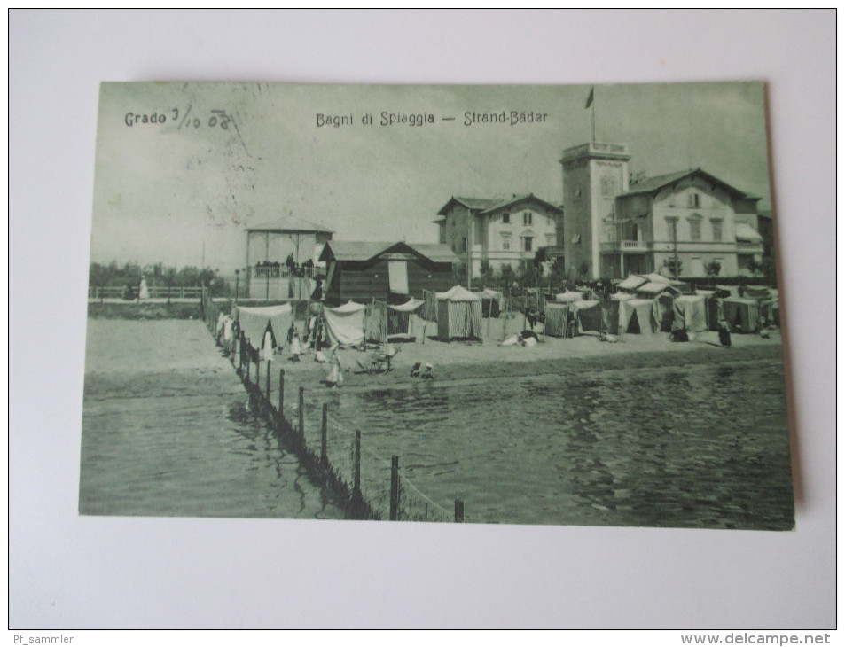 AK 1908 Österreich / Italien Grado. Bagni Di Spiaggia - Strand Bäder. - Altri & Non Classificati