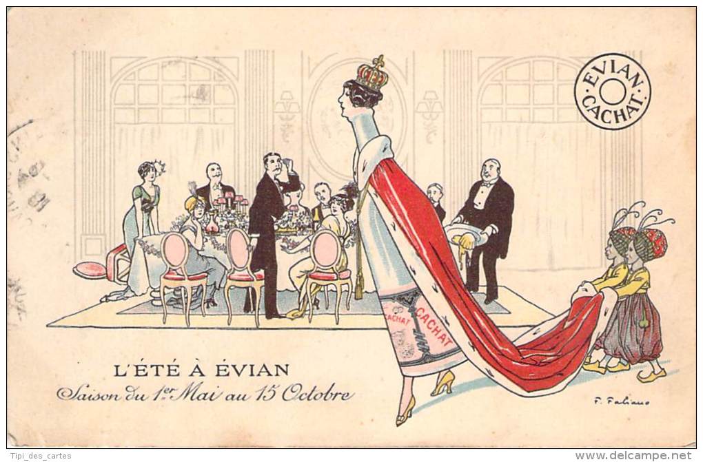 Pub - Source Cachat Evian, L'Eté à Evian, Illustrateur Fabiano - Publicité